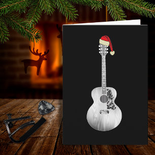 Carte Cool Noël Acoustique Guitare noir et blanc