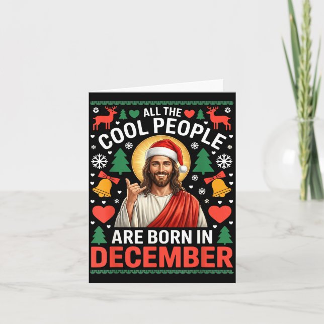 Carte Cool People Are Born In December Christian Christm (Devant)
