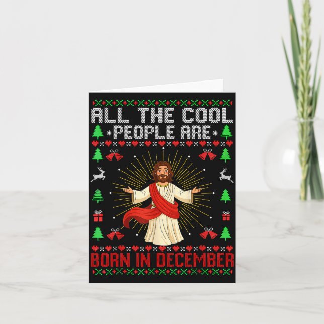 Carte Cool People Are Born In December Christian Christm (Devant)
