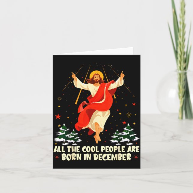 Carte Cool People Are Born In December Christian Christm (Devant)