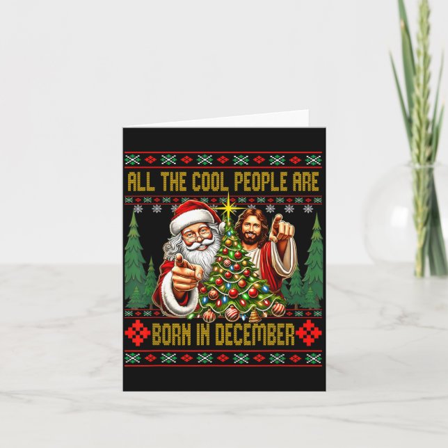 Carte Cool People Are Born In December Christian Christm (Devant)