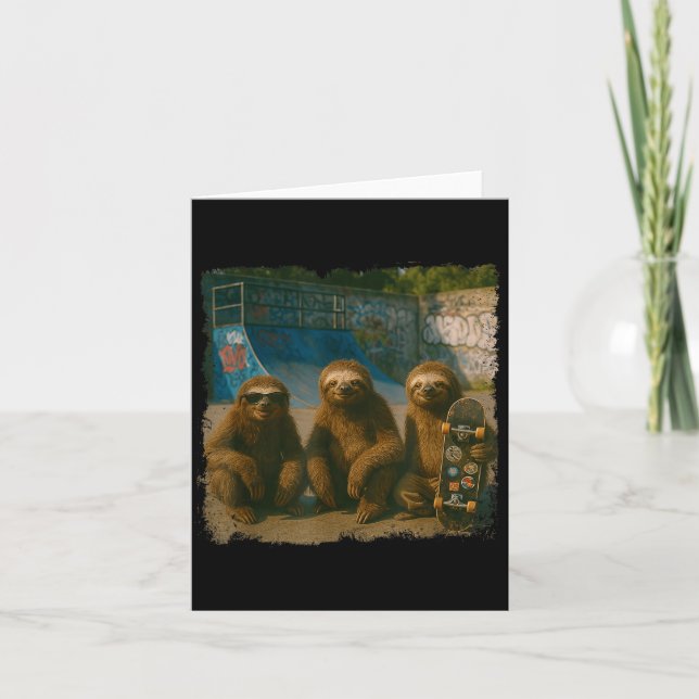 Carte Cool Sloths Skatepark Vintage Photo  (Devant)
