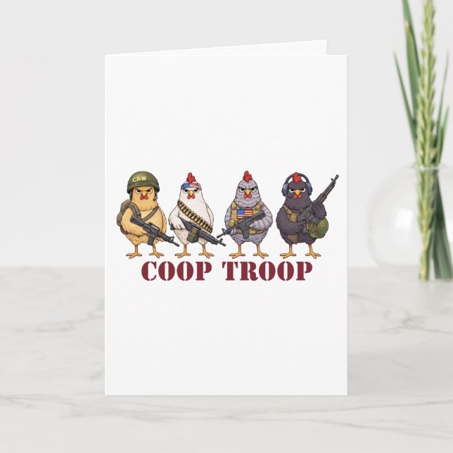 Carte Coop Troop Funny 4th of July Military Hens  (Devant)