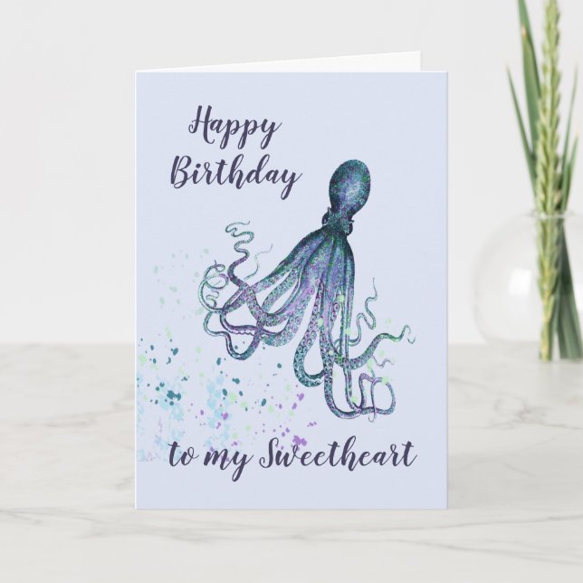 Carte Copain d'anniversaire Amusant Romantique Pieuvre H (Devant)