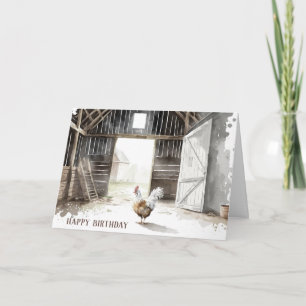 Carte Coq Aquarelle Pour Anniversaire