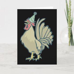 Carte Coq d'anniversaire , Chapeau d'anniversaire de pou