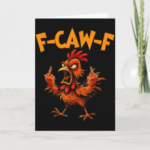 Carte Coq drôle de poulet F Caw F murmureur de poulet
