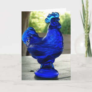 Carte Coq en verre bleu