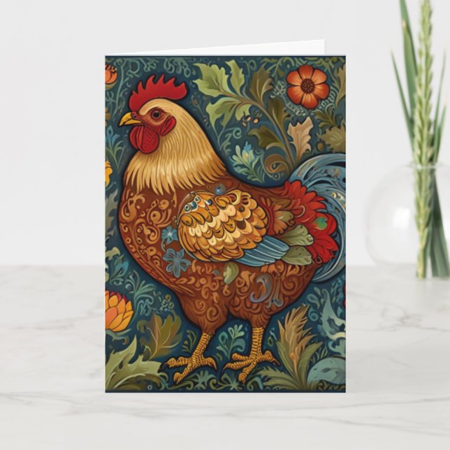 Carte Coq rétro chic poulet de campagne (Devant)