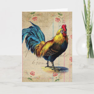 Carte Coq vintage, anniversaire