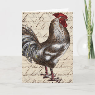 Carte Coq vintage, anniversaire