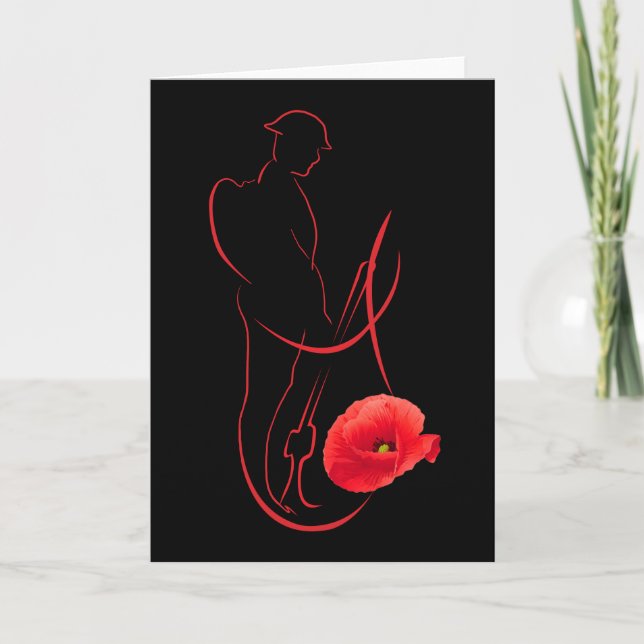 Carte Coquelicot rouge de soldat Memorial militaire Jour (Devant)