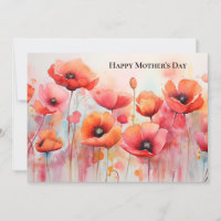 Coquelicots dans un champ aquarelle Fête des Mères
