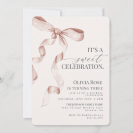 Carte Coquette Beige Bow Girl Anniversaire Fête Invitati