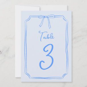Carte Coquette Bleue Coquette Cute Bow tirée à la main N