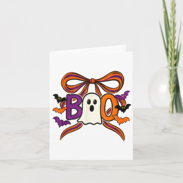 Carte Coquette Boo Ghost Bow Cute Éffrayant Funny Hallow (Devant)
