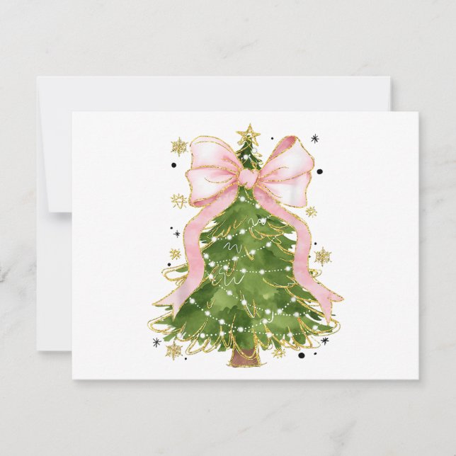 Carte Coquette Bow Christmas Tree Vacances Fille tenue W (Devant)