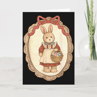 Carte Coquette Bow Funny Bunny Eggs Rabbit Happy Easter 