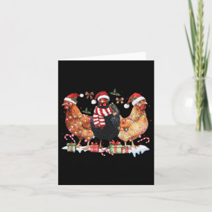 Carte Coquette Bow Poulet de Noël Casquette Lumières Fer
