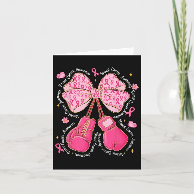 Carte Coquette Gants de boxe Pink Ribbon Cancer du sein  (Devant)