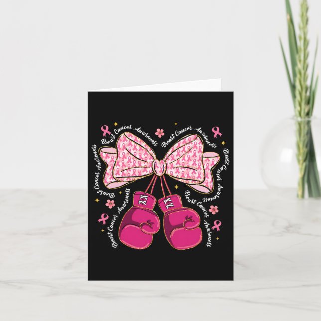 Carte Coquette Gants de boxe Pink Ribbon Cancer du sein  (Devant)