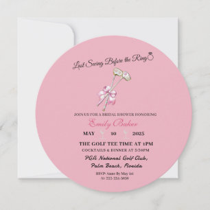 Carte Coquette rose de golf dernier swing avant la bague