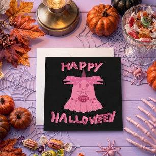 Carte Coquette Rose Fantôme Joyeux Halloween Art Numériq