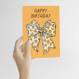 Carte Coquette Whimsical Coeur Bow Orange Toute Occasion