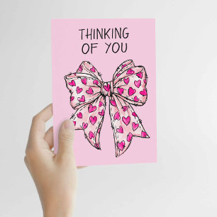 Carte Coquette Whimsical Coeur Bow Rose N'Importe Quelle