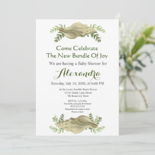 Carte Coquillages de coquillages verdoyants Baby shower 