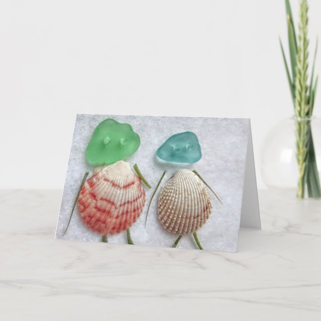 Carte Coquillages en verre de mer filles (Devant)