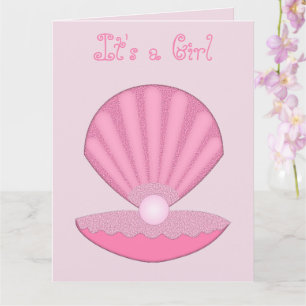 Carte Coquille d'huîtres pour fille rose et perle person