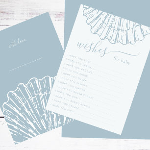 Carte Coquilles Bleues Côtières Vœux pour Jeu de Baby Sh