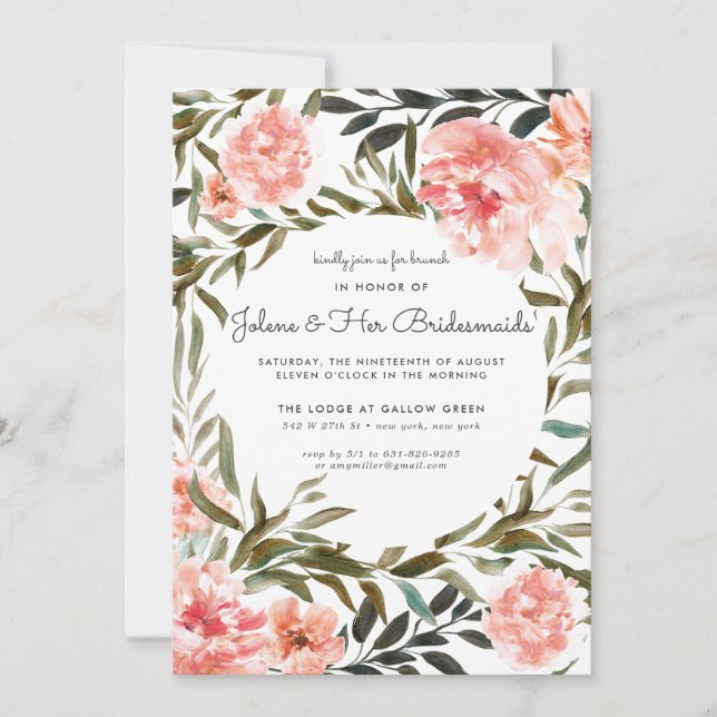 Carte Corail de bronze | Floral Bridesmaid Brunch (Devant)