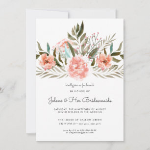 Carte Corail de bronze   Floral Bridesmaid Brunch