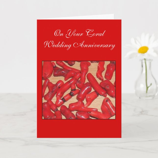 Carte Corail Personnalisé 35e anniversaire de Mariage (Petite plante)