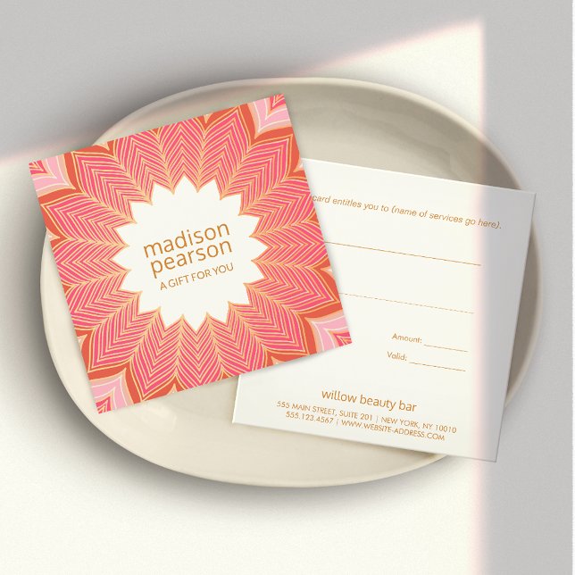 Carte Corail rose Lotus Mandala certificat cadeau (Créateur téléchargé)