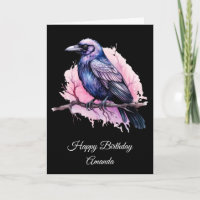 Corbeau noir sur une branche Illustration Annivers