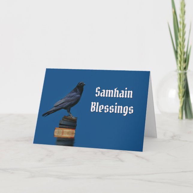 Carte Corbeau ou Corbeau et livres Samhain (Devant)