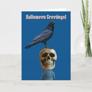 Carte Corbeau ou crâne corbeau Halloween gothique gothiq