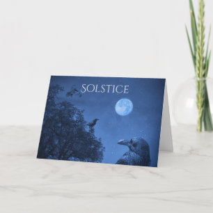 Carte Corbeaux du solstice d'hiver et ciel nocturne païe