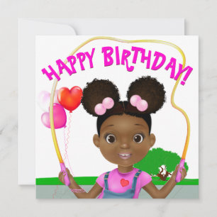 Carte Corde de saut de fille afro-américaine Anniversair