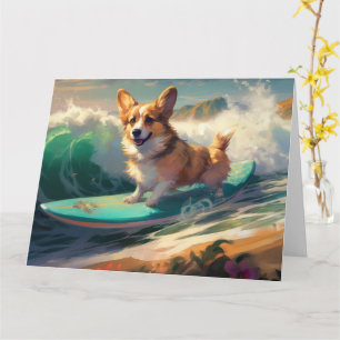 Carte Corgi Beach Surf Peinture
