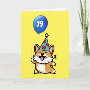Carte Corgi bleu et jaune 19e anniversaire