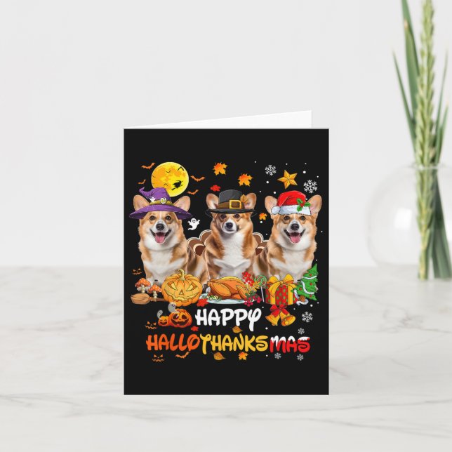 Carte Corgi Chien Joyeux Halloween Thanksgiving Joyeux C (Devant)