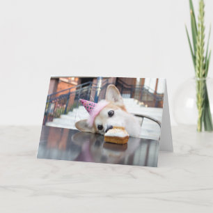 Carte Corgi de gâteau d'anniversaire