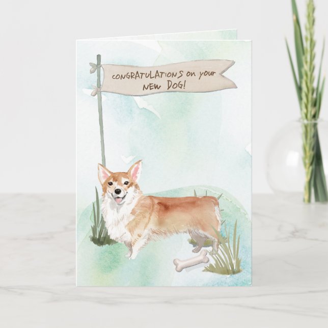 Carte Corgi Félicitations pour le nouveau chien (Devant)