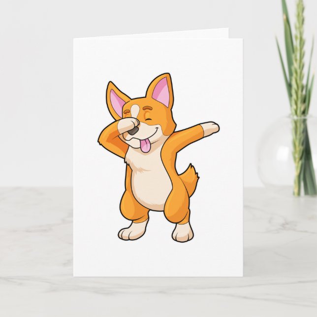Carte Corgi gallois à la danse Hip Hop Dab (Devant)