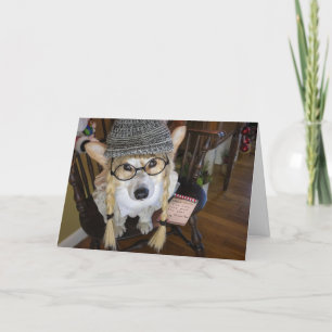 Carte Corgi- Petite fille avec note à Père Noël