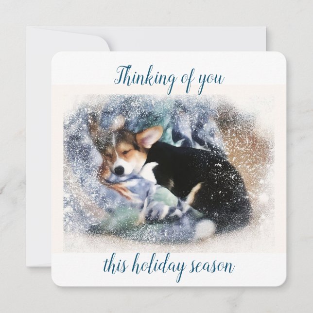 Carte Corgi Puppy pense à toi (Devant)